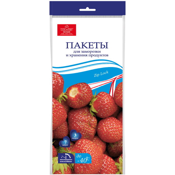 Пакеты для для заморозки/хранения продуктов с Zip Lock 3 л 7 шт. 