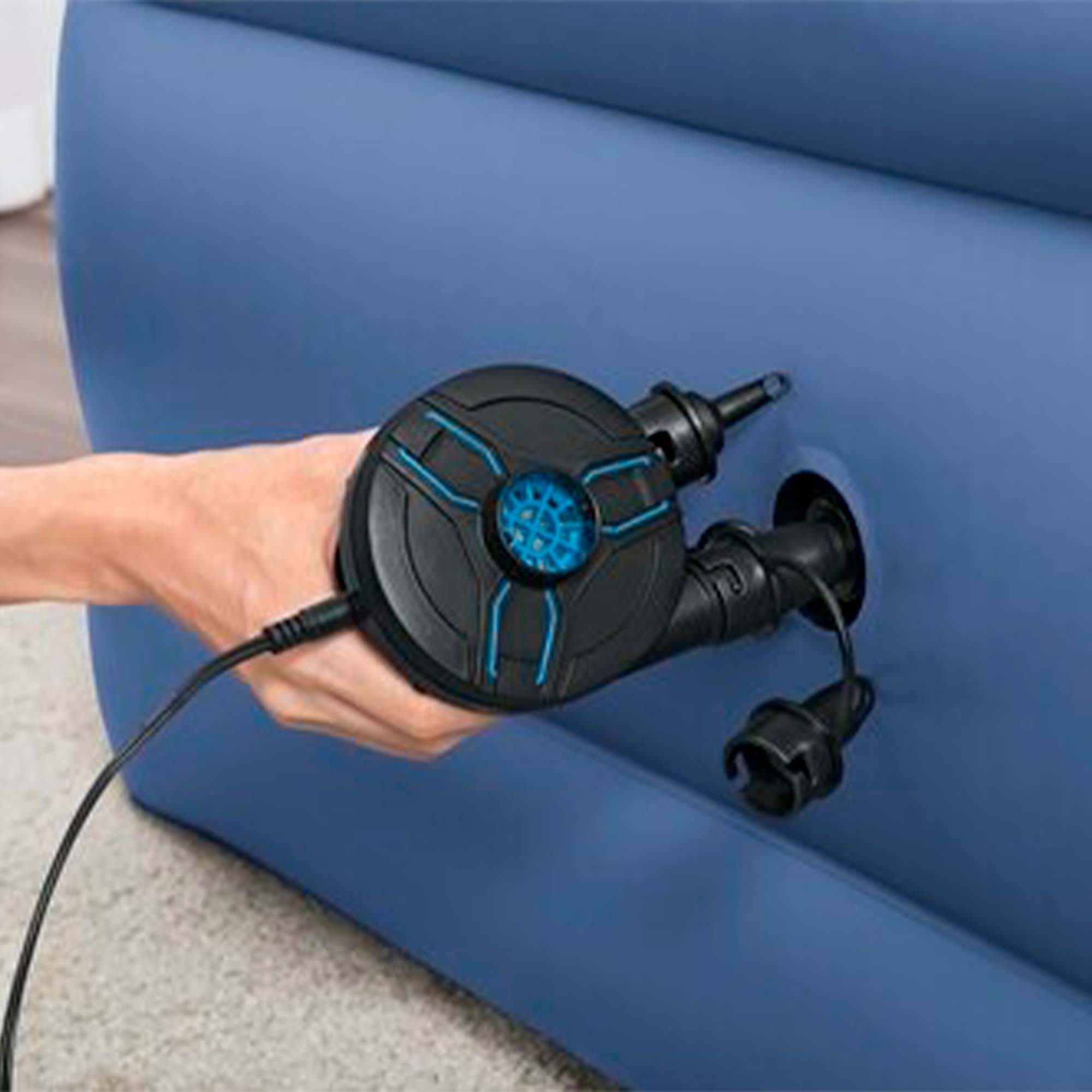 Насос электрический 12В/220В , 490 л/мин, 3 насадки, уп.12