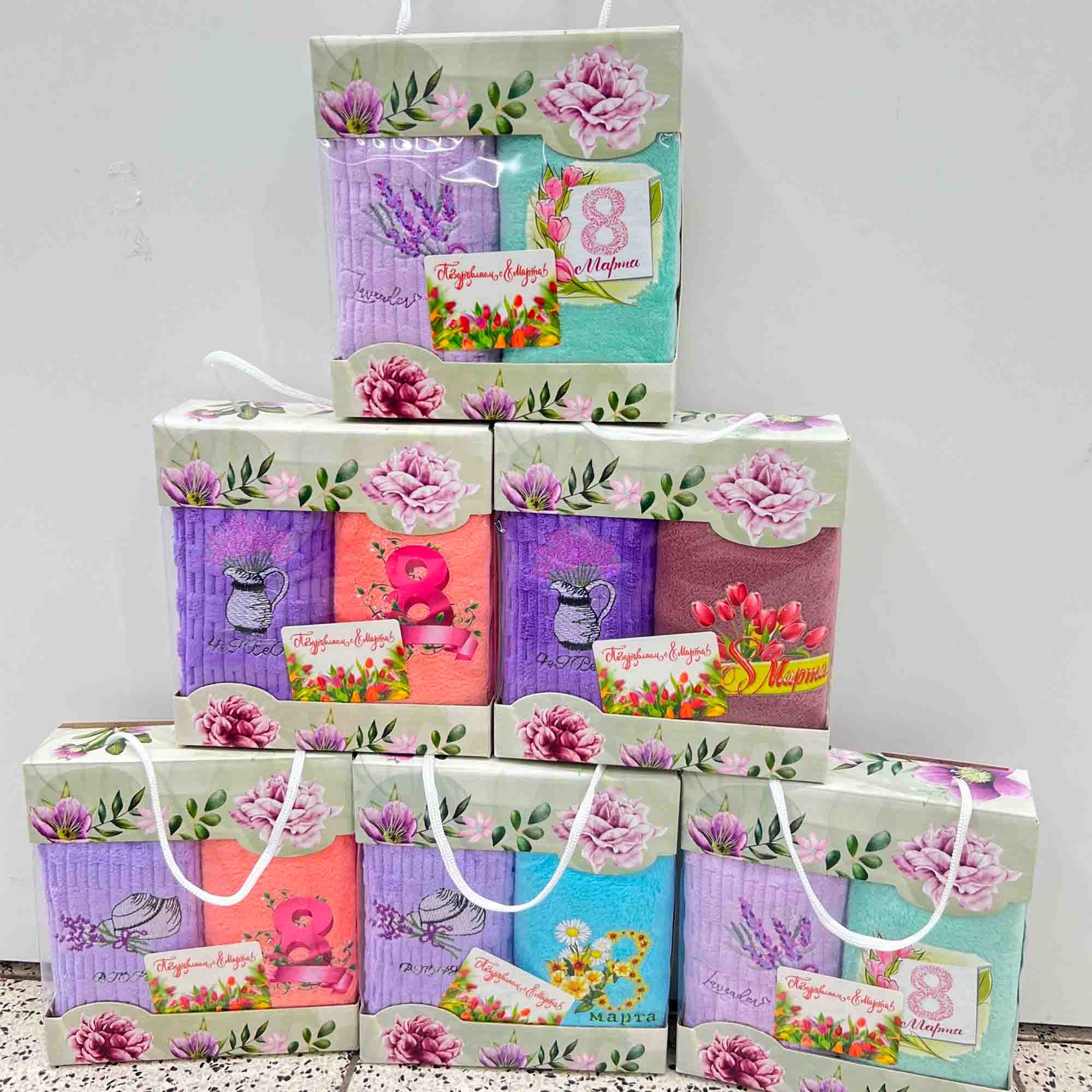 Набор полотенец 2шт 8 Марта, в коробке