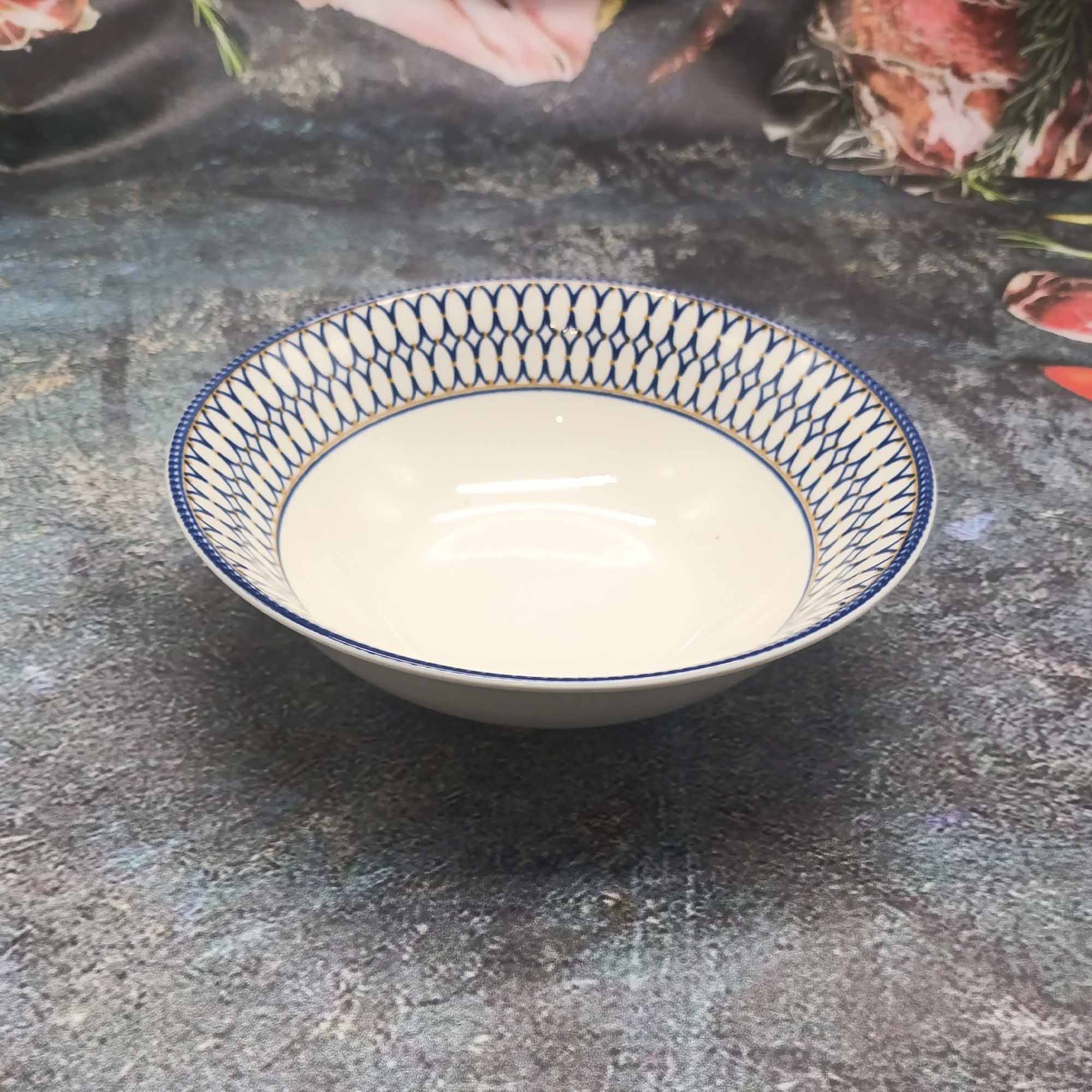 Миска 17,5см круглая, с узором РД84908 синий узор