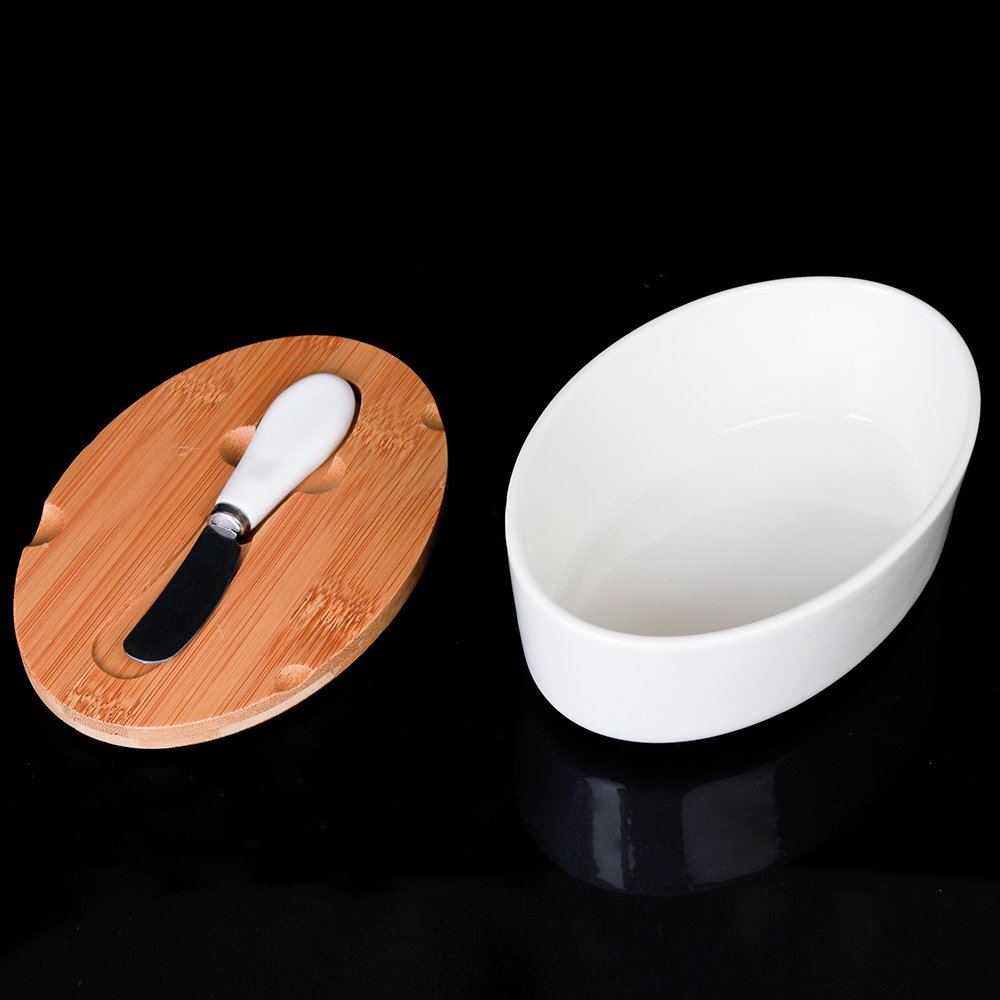 Масленка и нож JA7528 на деревянной подставке