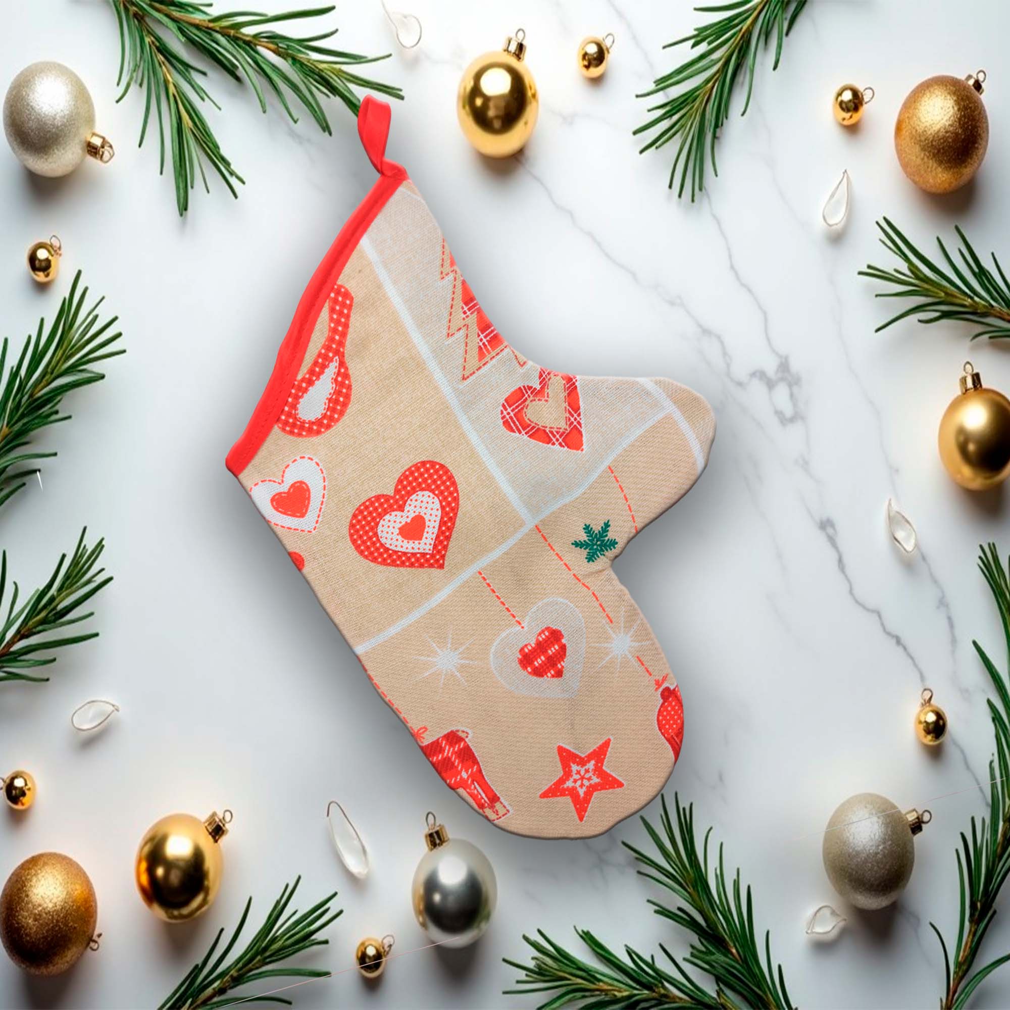 Варежка 35*22 кухонная из рогожки ДомВелл 51424 Новогодний принц