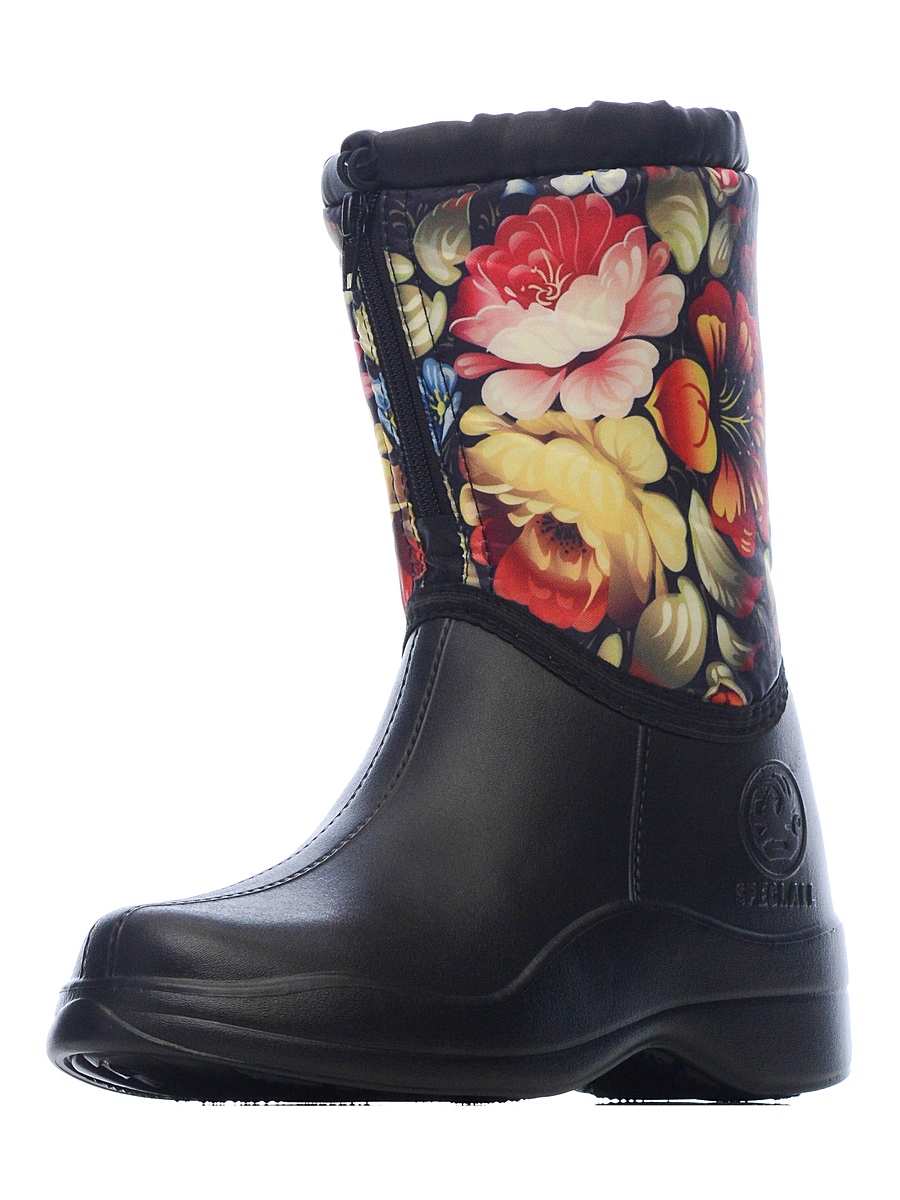 Полусапожки женские ЭВА с текстильным верхом, утепленные флисом с застежкой "МОЛНИЯ" арт. 324 УТМ, хохлома р.38/39