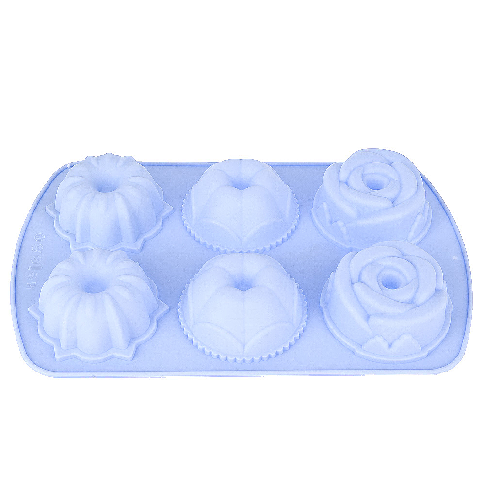 Форма силиконовая  6 ячеек "Цветочный микс" 7х7х3,5см/ 27х17х3,5см
