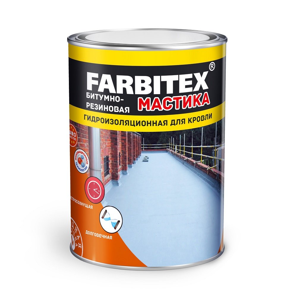 Мастика Битумно-резиновая 2кг для кровли FARBITEX
