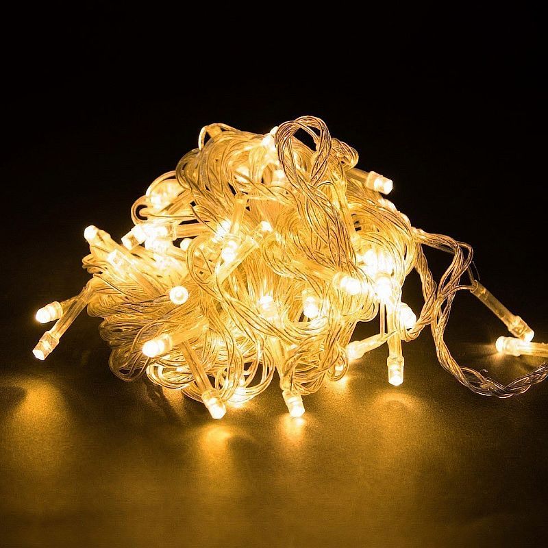 Гирлянда "Нить"  9м прозрачная нить, 100 LED, свечение желтое теплое