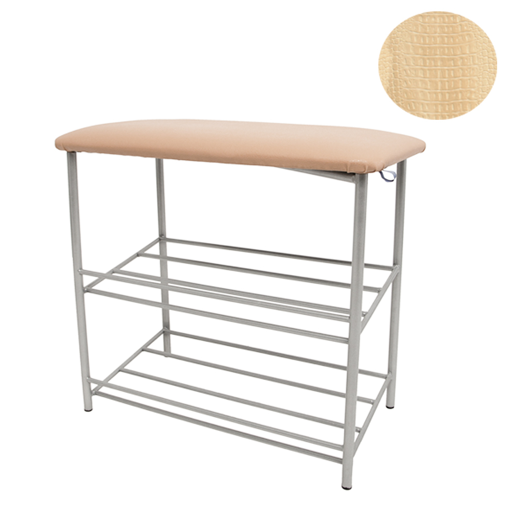 Обувница с наклонной полкой бежевый крокодил на меди