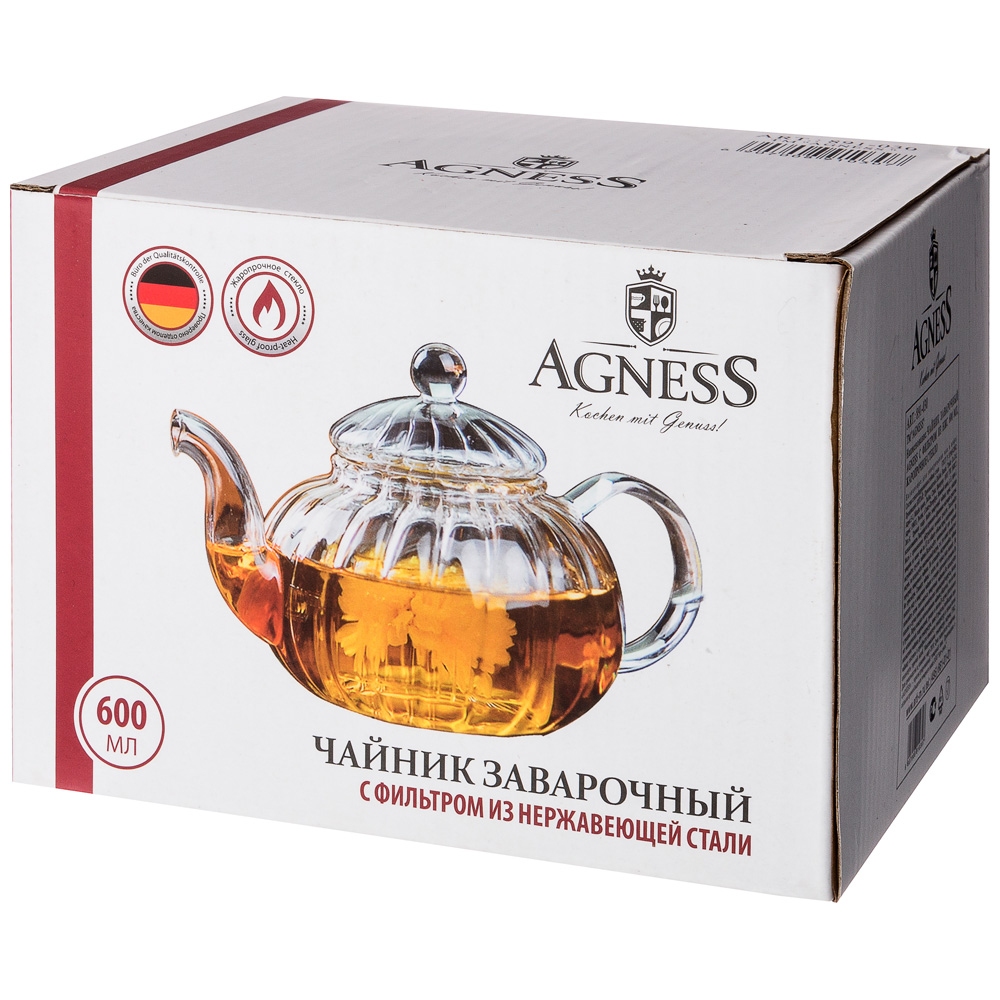 Чайник заварочный 800мл с фильтром из нерж. стали AGNESS