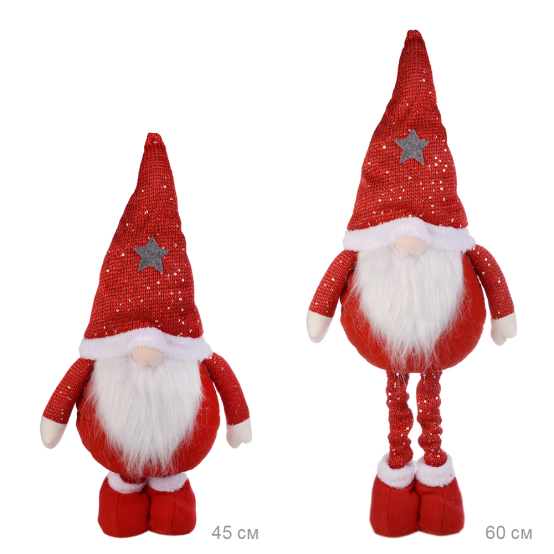 Гном декоративный новогодний  60 см, на телескопических ногах 