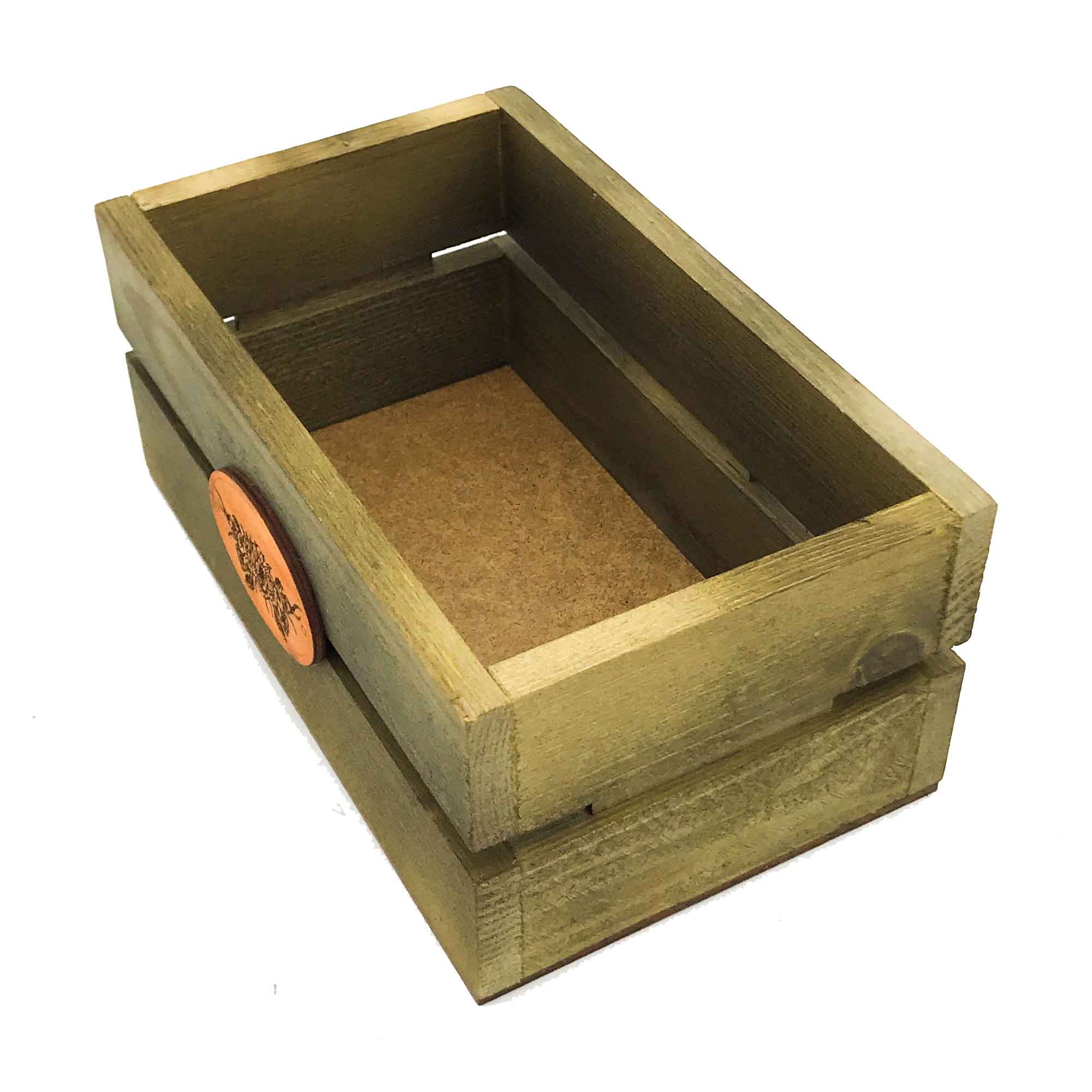 Ящик декоративный окрашенный с медальоном 20х12х9см ДомВуд Орех Сосна С56/Д56