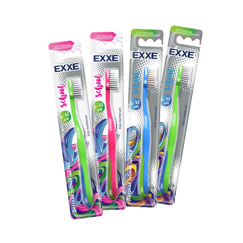 Щетка зубная EXXE Детская school 6-12 лет мягкая 