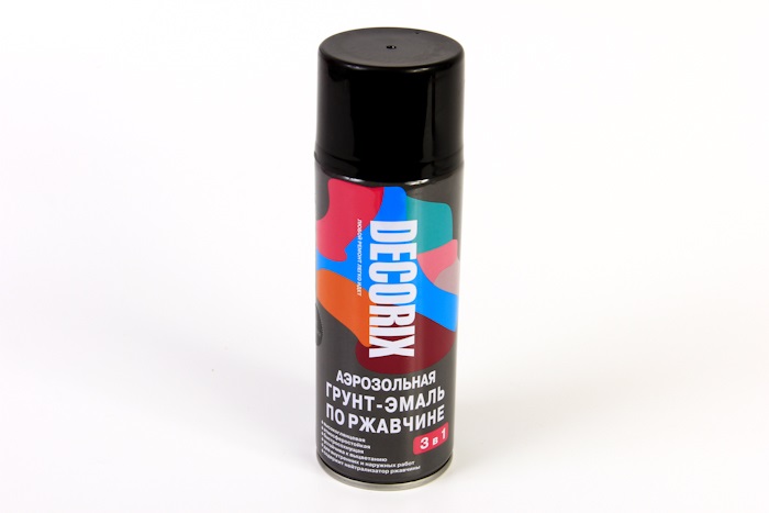 Аэрозольная грунт-эмаль по ржавчине 3 в 1 DECORIX, 520, черный глянцевый №01