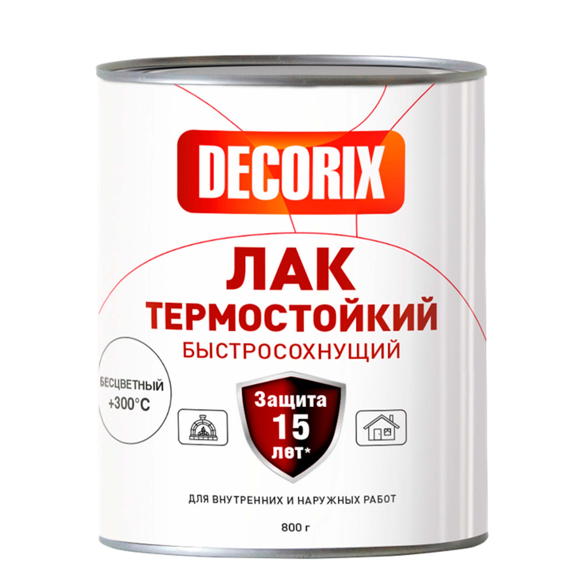 Лак термостойкий +300°С DECORIX, банка 0,8 кг., бесцветный