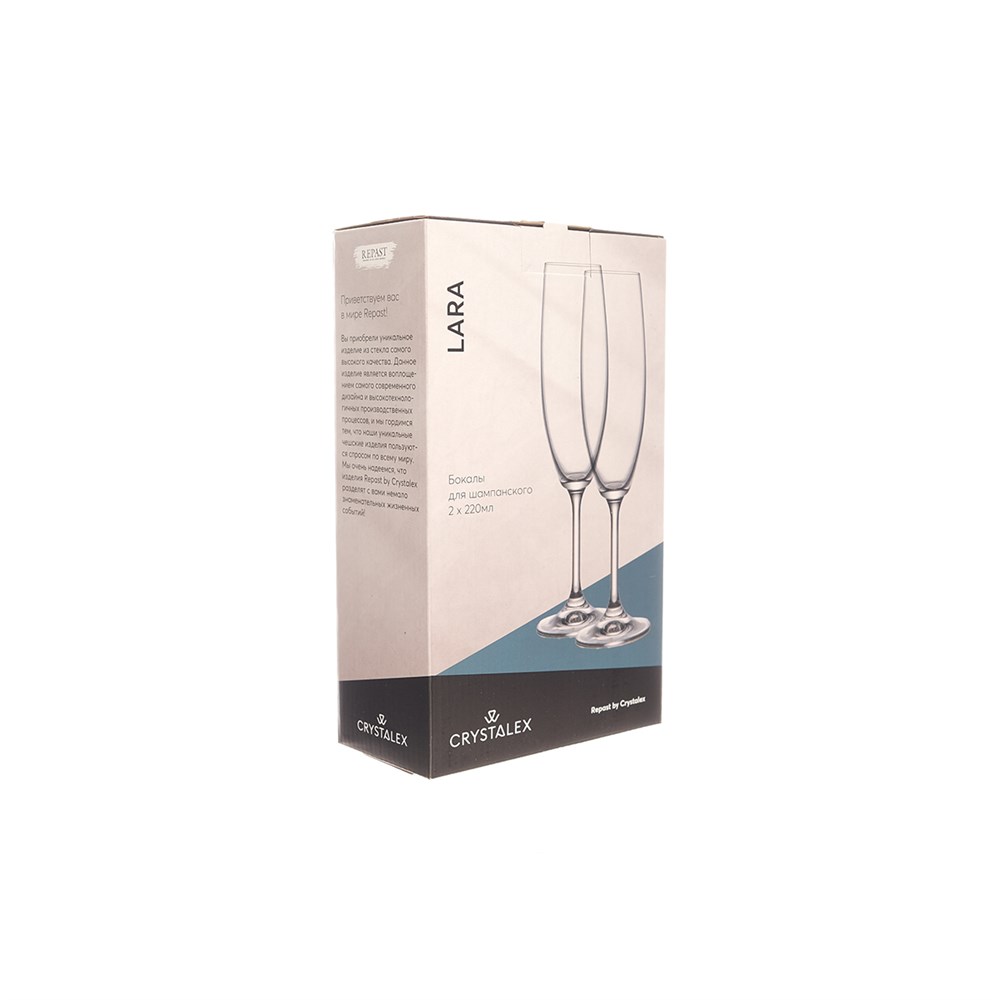 Бокал для шампанского 220мл 2шт Crystalex Bohemia Lara