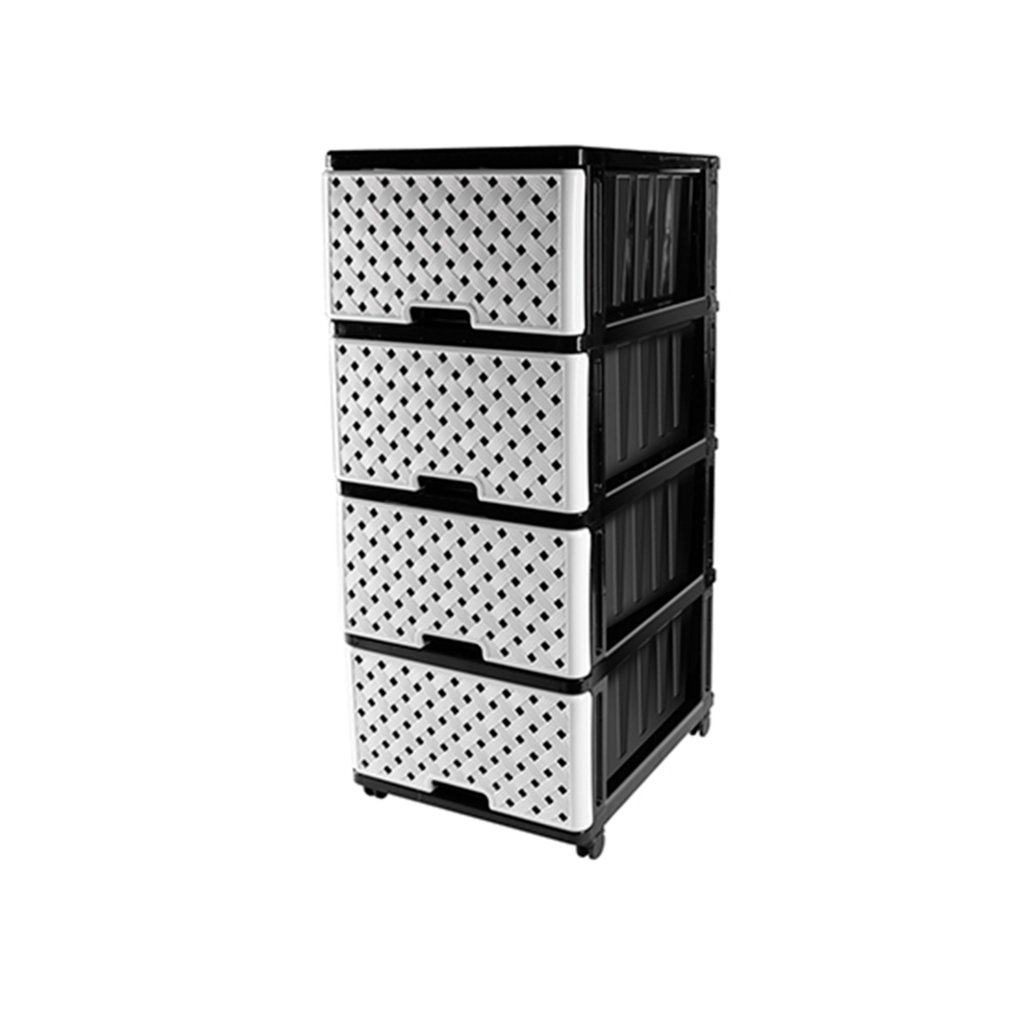 Комод 4 секции сетка черн-белый 