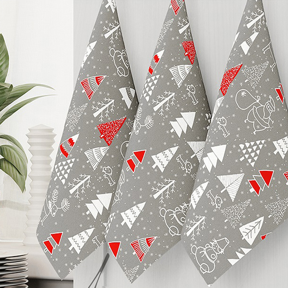 Полотенце из рогожки 50*75 ДомВелл 7376/1 Новогодний хоровод