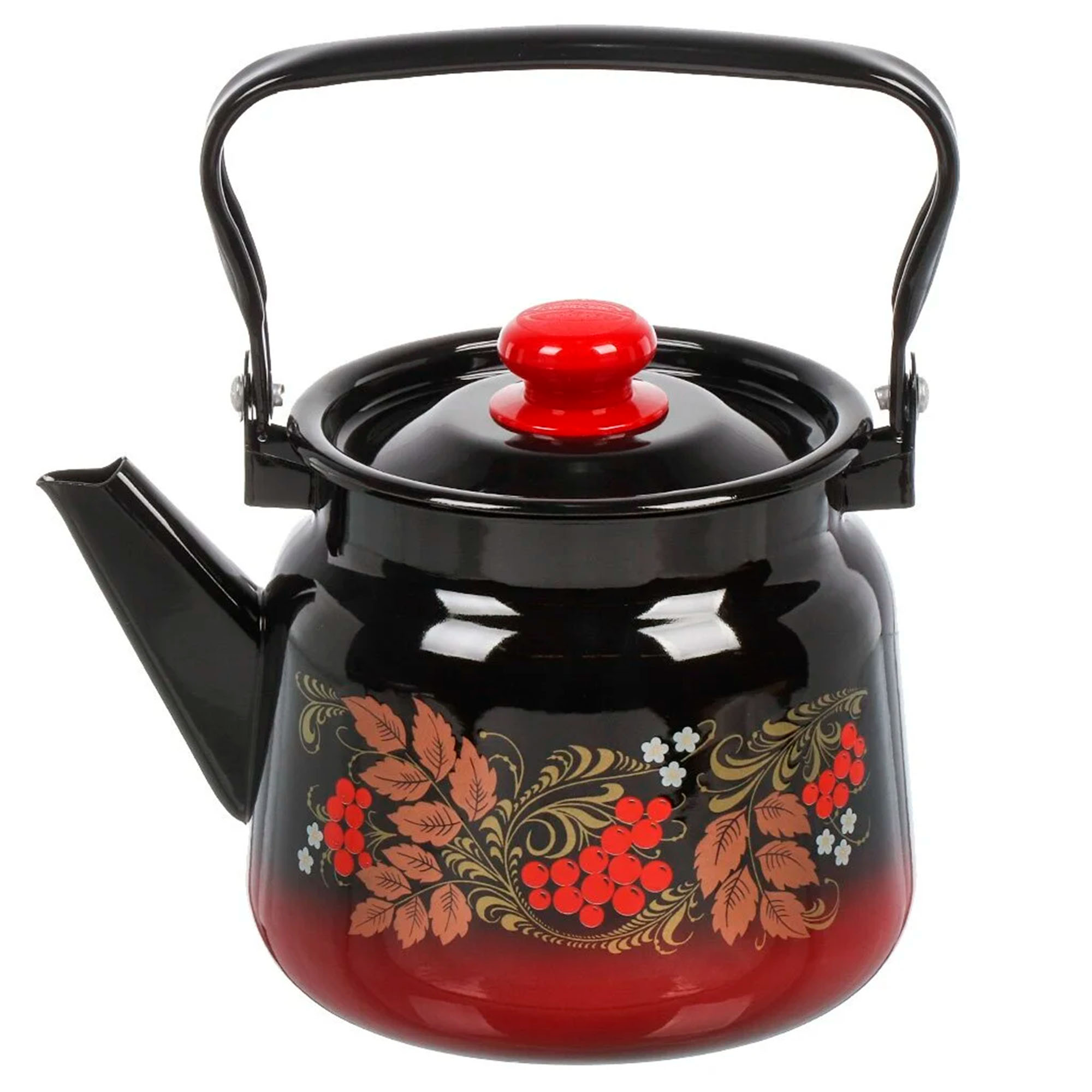 Чайник 2,3 л декор красно-чёрный с пл. кнопкой