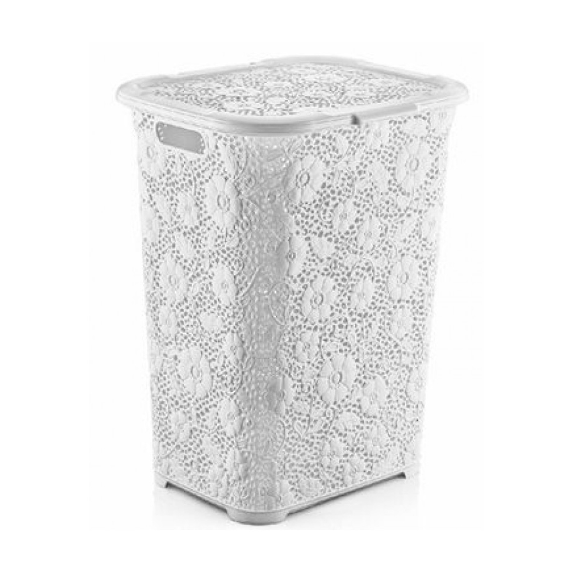 Корзина для белья 50л Ажурная белая 