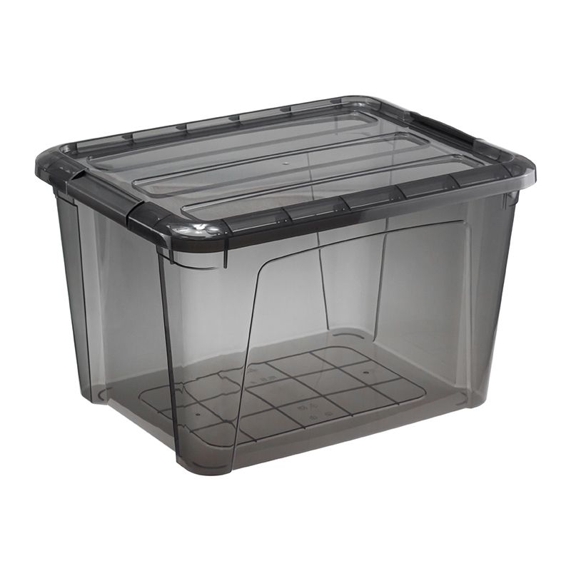 Ящик для хранения 15,5л с замками КИП черный прозрачный