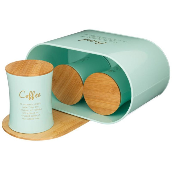 Набор Agness Meadow хлебница 340х180х200мм, банка для сыпучих 3шт 950мл металл