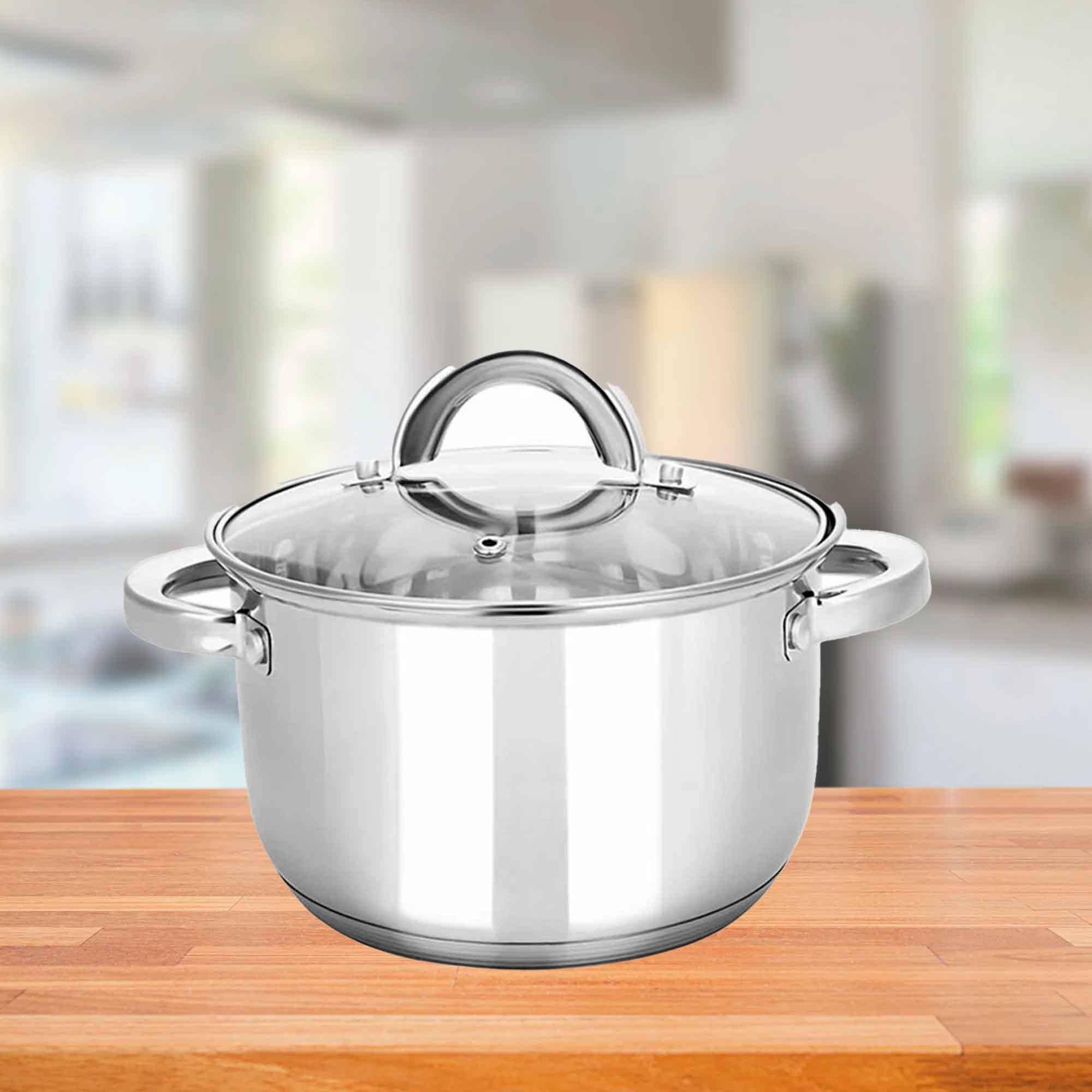 Кастрюля нержавеющая сталь  7,9л, крышка стекло KV-2247 РД84144