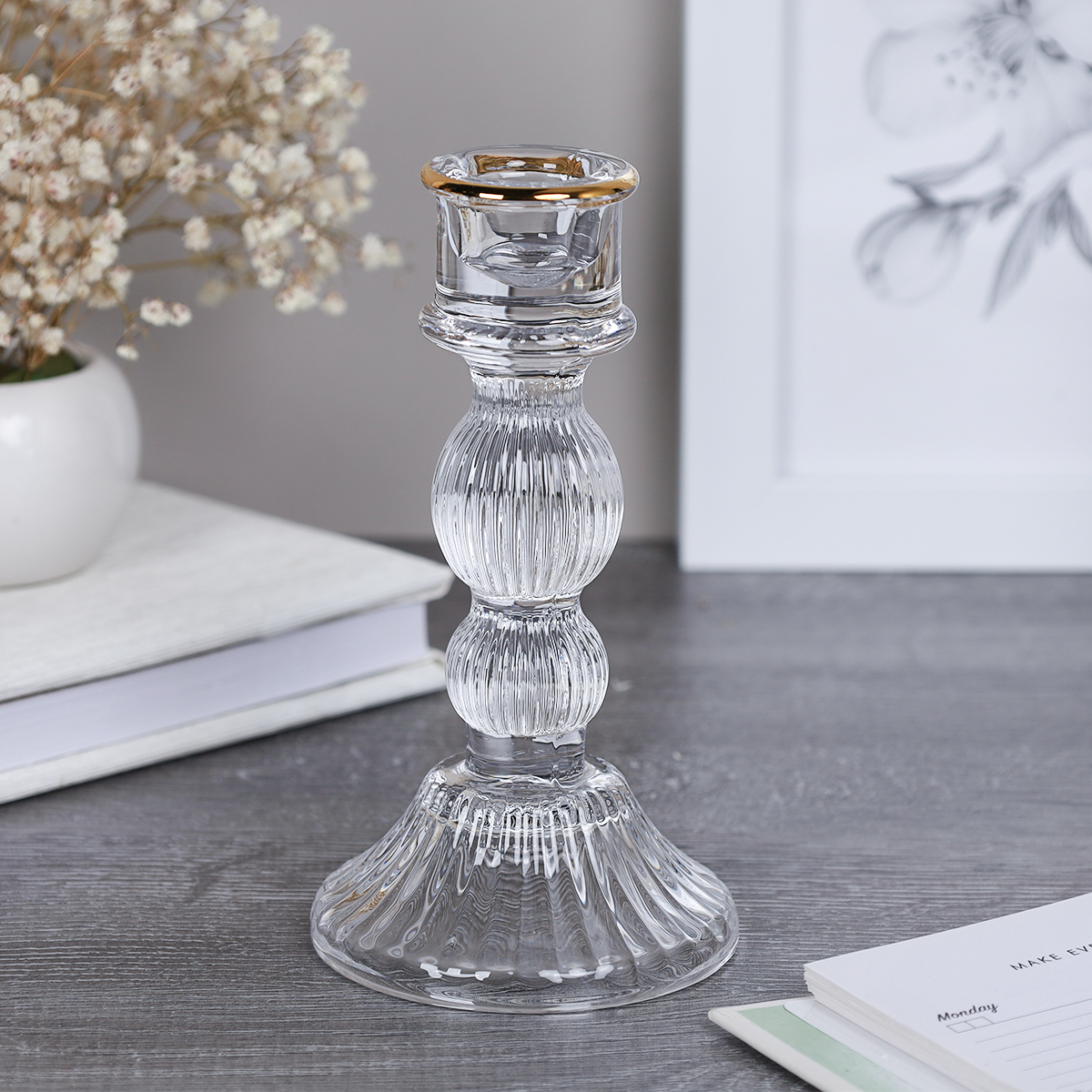 Подсвечник 15 см WS-016 золотой ободок