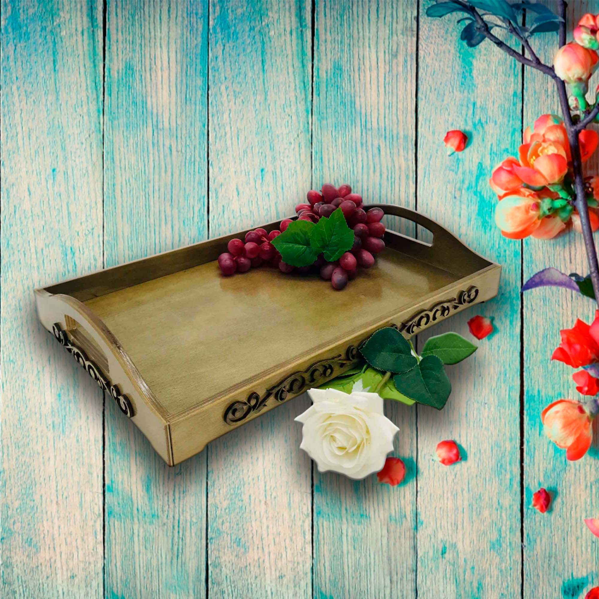 Поднос 41,8х27,5х7см декоративный прямоугольный ДомВуд Экошпон Ф132/Д132