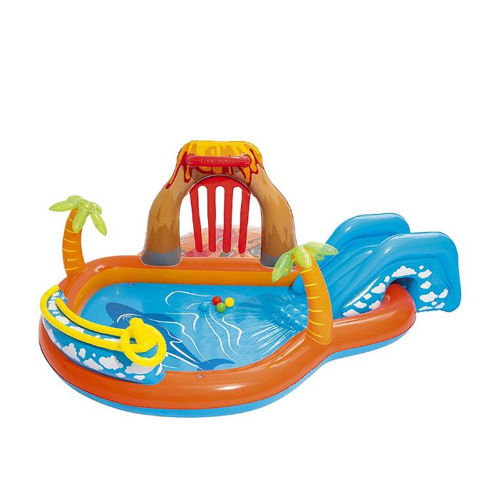 Центр игровой 265х265х104см "Вулкан" с разбрызгивателем, горкой и игрушками 208л Bestway