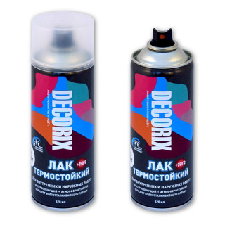 Лак аэрозольный 520 термостойкий +250 DECORIX, бесцветный глянцевый № 705