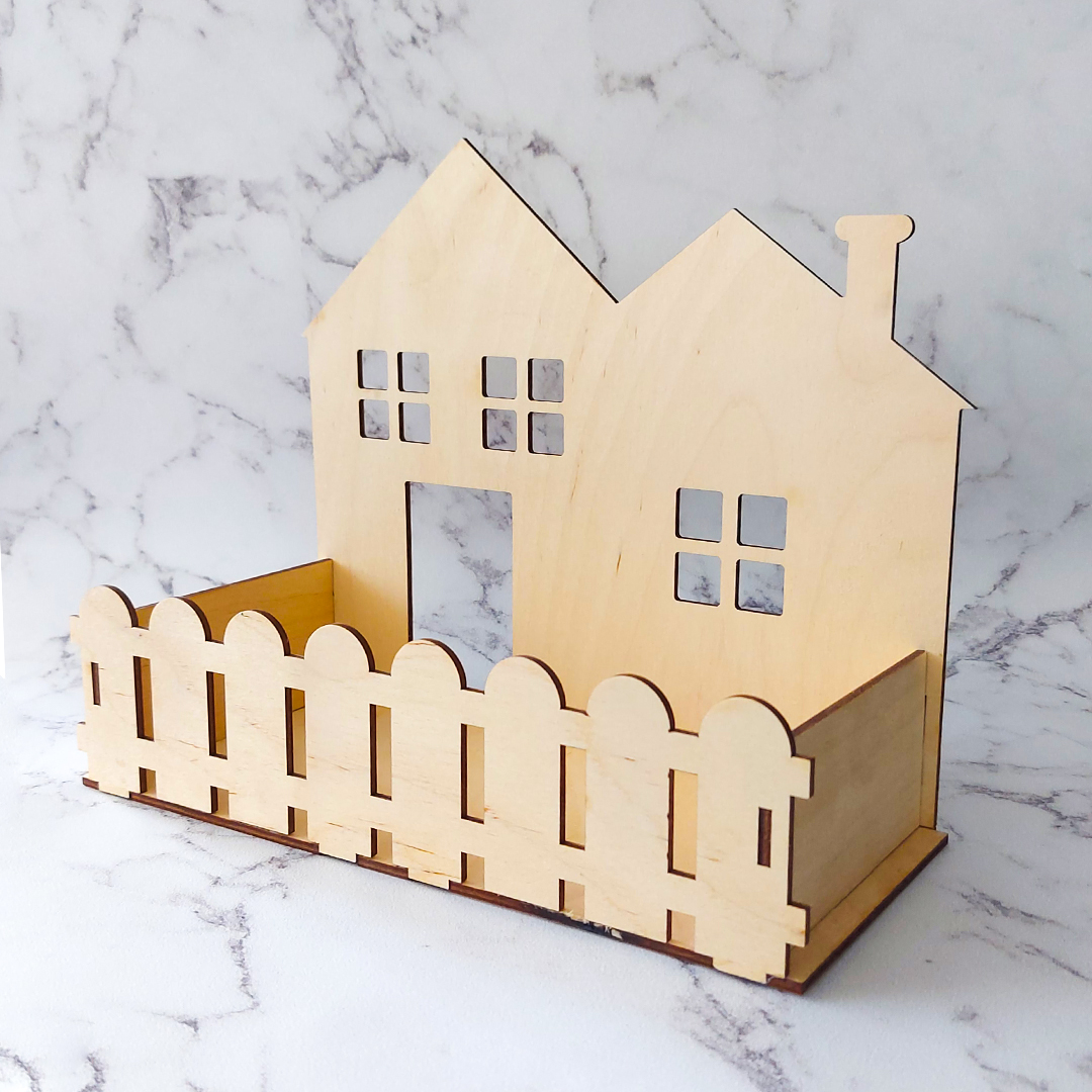 Кашпо 18х40х20см ДомВуд Домик с забором Экошпон Ф250