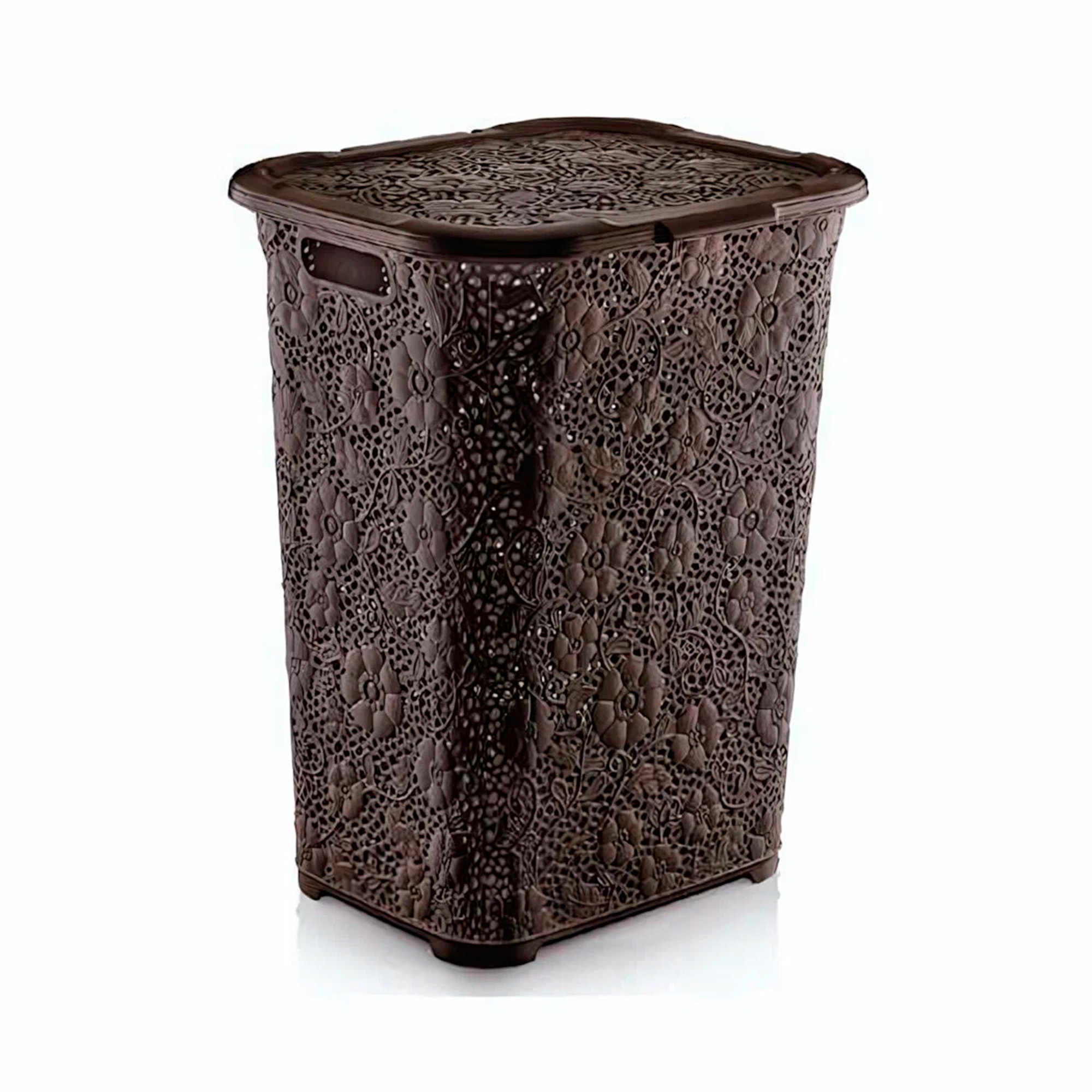 Корзина для белья 50л Ажурная коричневая