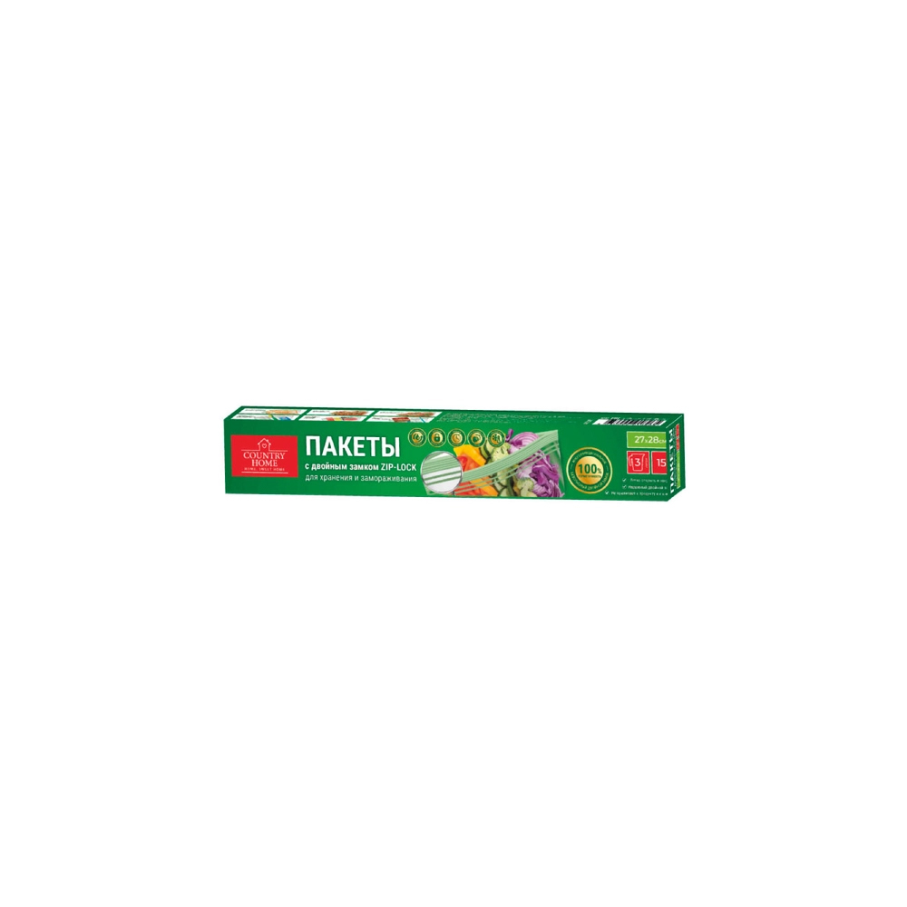 Пакеты для заморозки и хранения продуктов double zip-lock 3л 15шт Country Home 