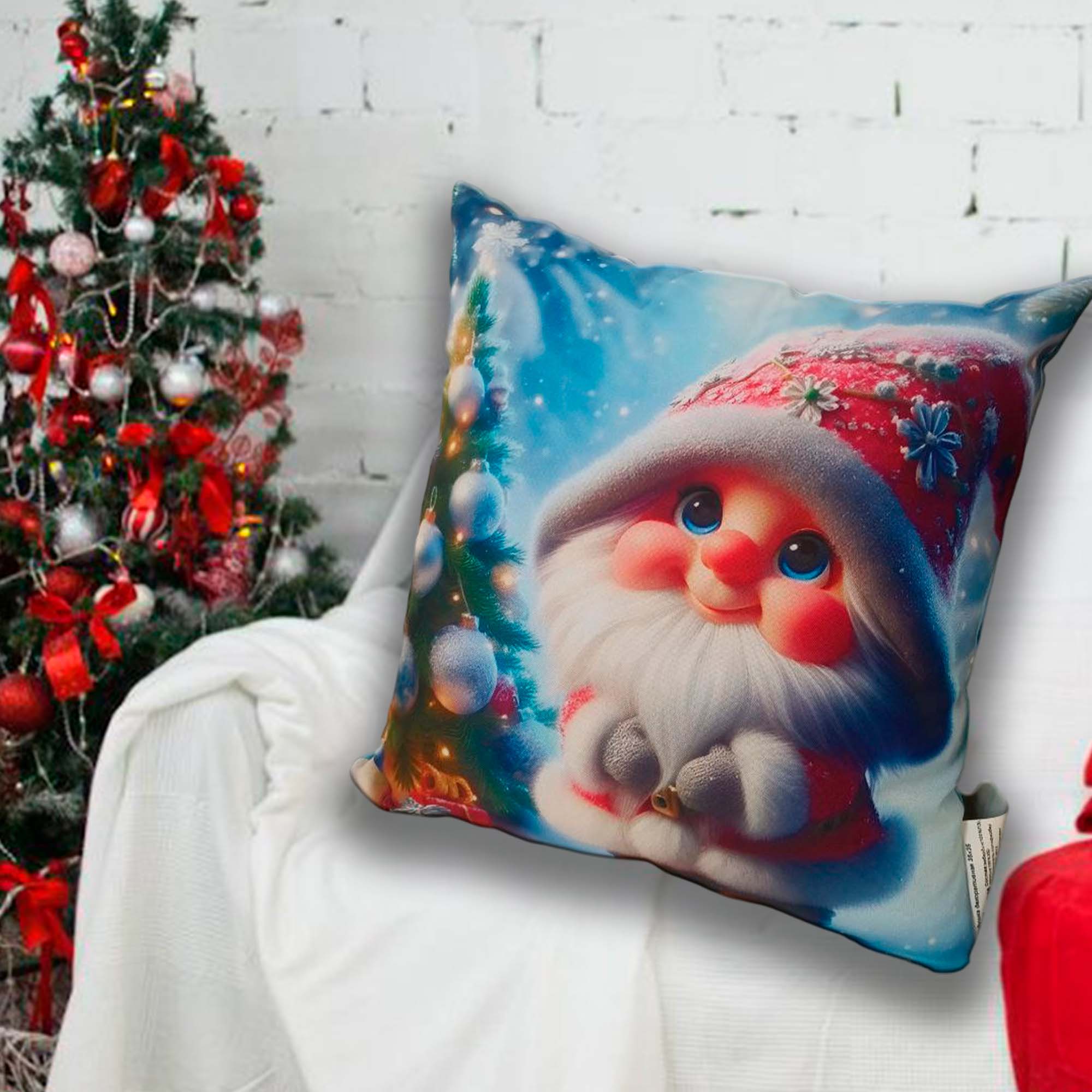 Подушка 35*35 ДомВелл габардин, поплин Гном