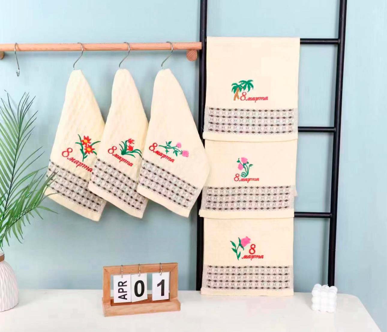 Полотенце 25х50см, 8 Марта, хлопок 