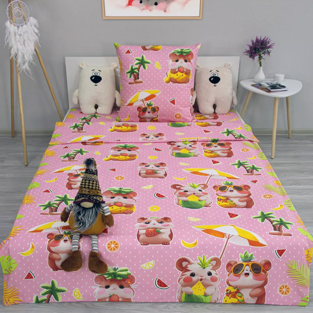 Комплект постельного белья 1,5 (50*70) ДомВелл Поплин Детство 5180 Хомки (1 наволочка)