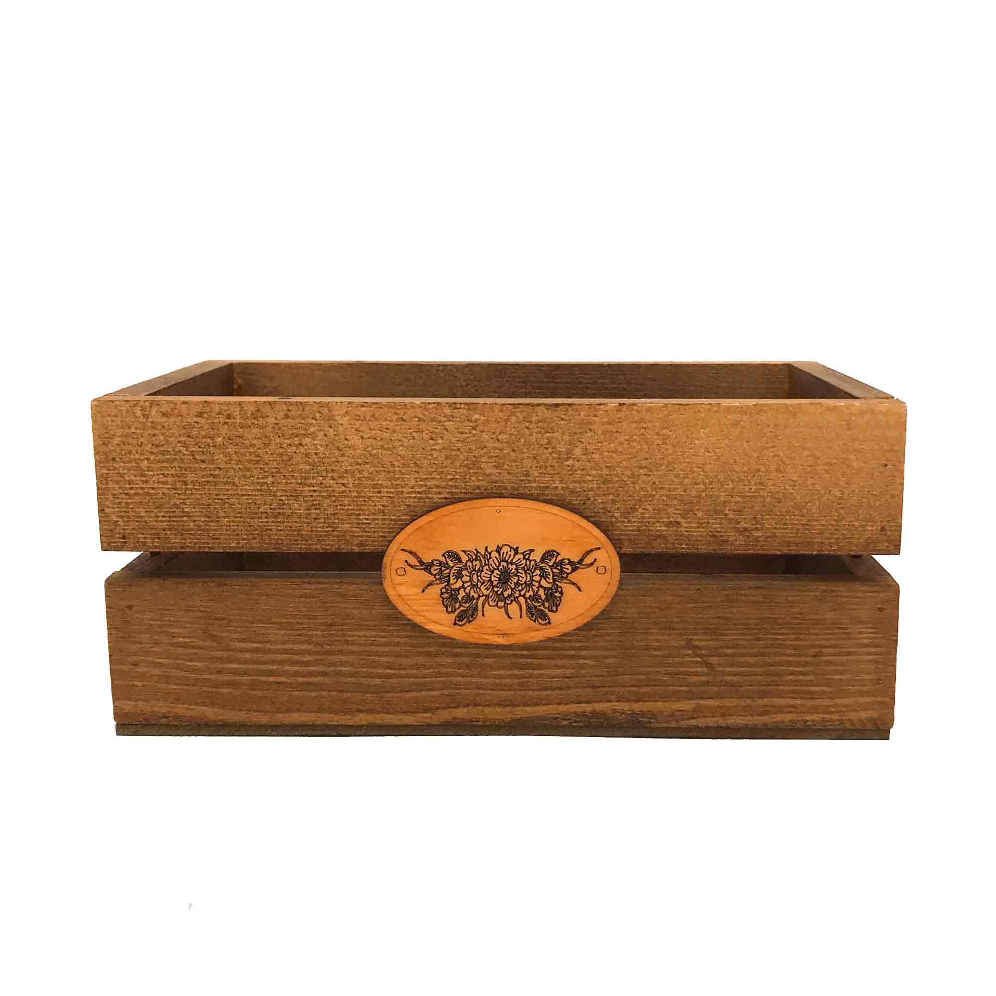 Ящик декоративный окрашенный с медальоном 20х12х9см ДомВуд Мокко Сосна С57/Д57