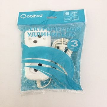 Удлинитель сетевой Jett (Obihod) ШВВП 3 роз. 3 м 6А белый РС-3 150-503