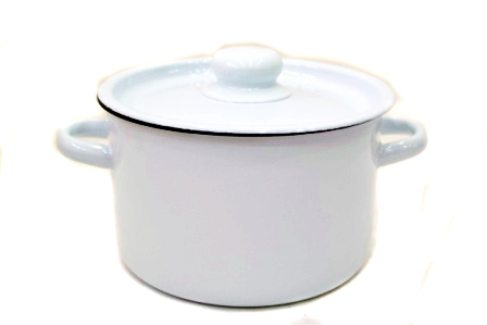 Кастрюля эмалированная сталь  2,9л, с крышкой, Стальэмаль белоснежная