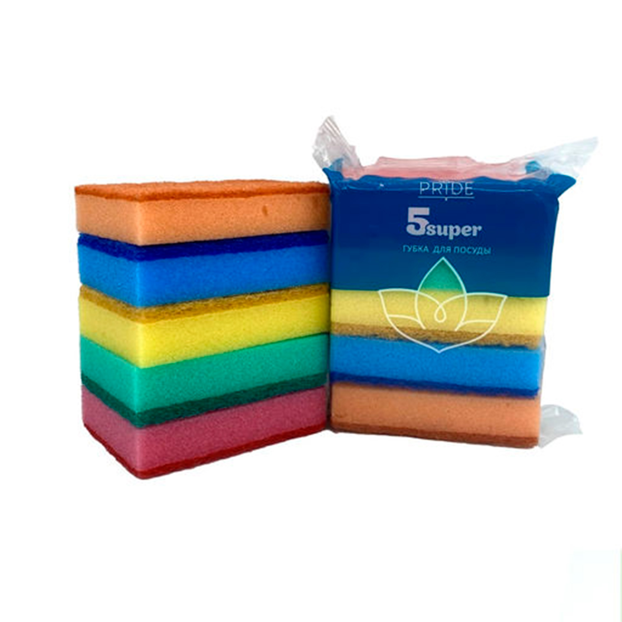 Губка бытовая ABSOLUT HOME 5шт (100х70х25) с чистящим слоем Супер