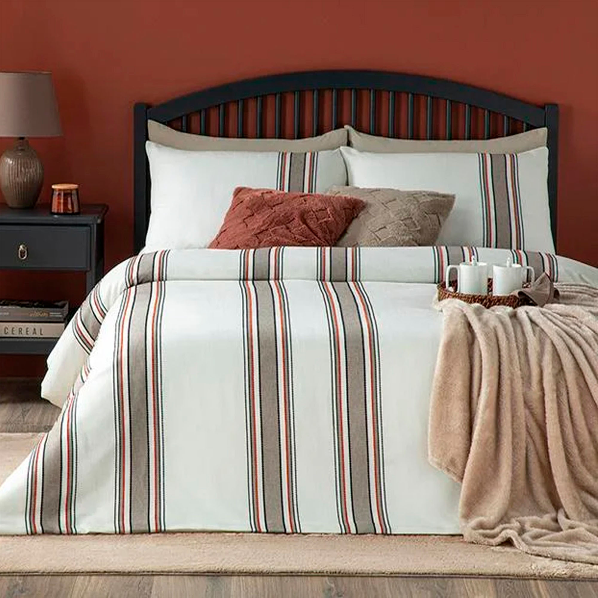 Покрывало 240x220см Fine Lines King Size Синий, 88 % вискоза, 6 % хлопок, 6 % полиэстер, Текстиль