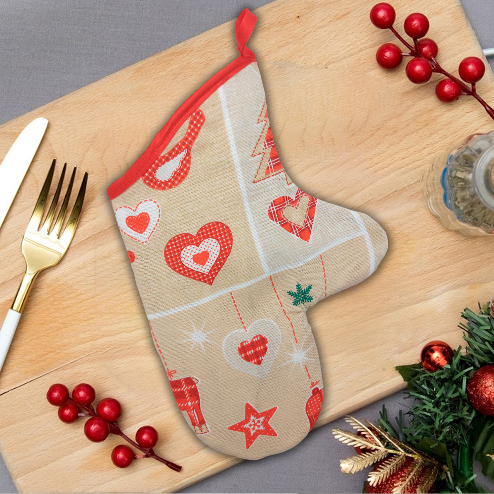 Варежка 35*22 кухонная из рогожки ДомВелл 51424 Новогодний принц