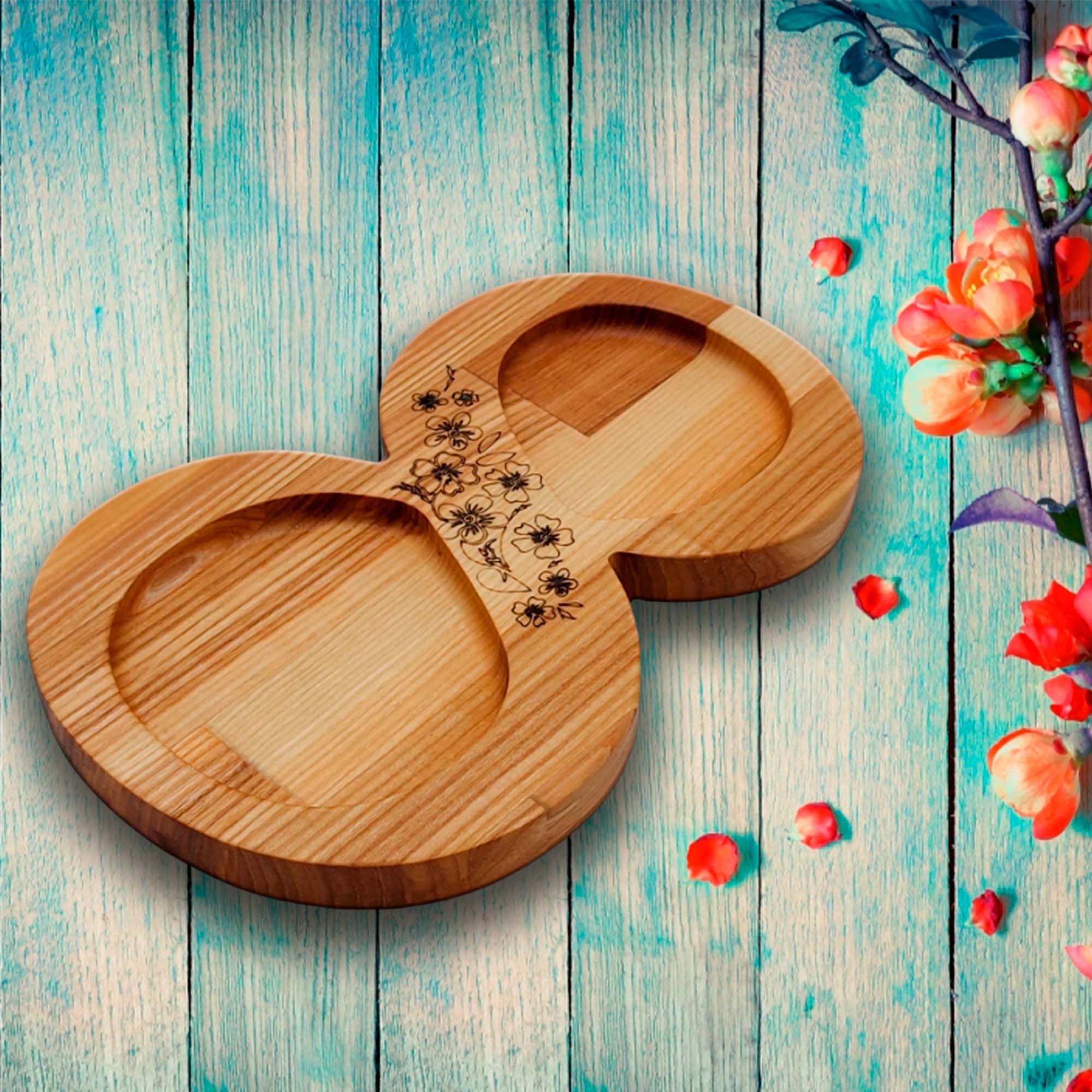 Менажница 25х16,5*2см ДомВуд с гравировкой Ясень Я218