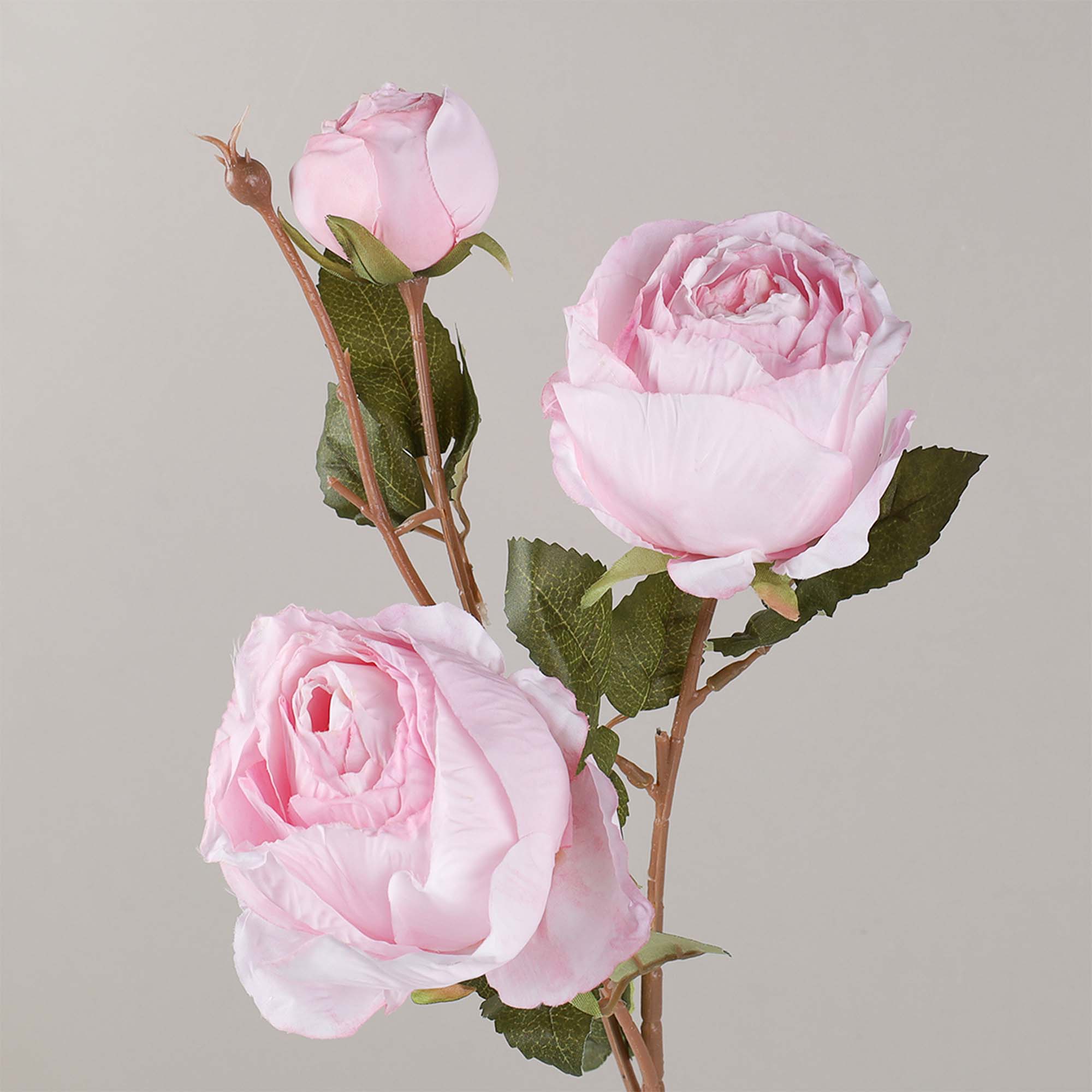 Цветок искусственный Роза розовая 65см три бутона RF-1568 