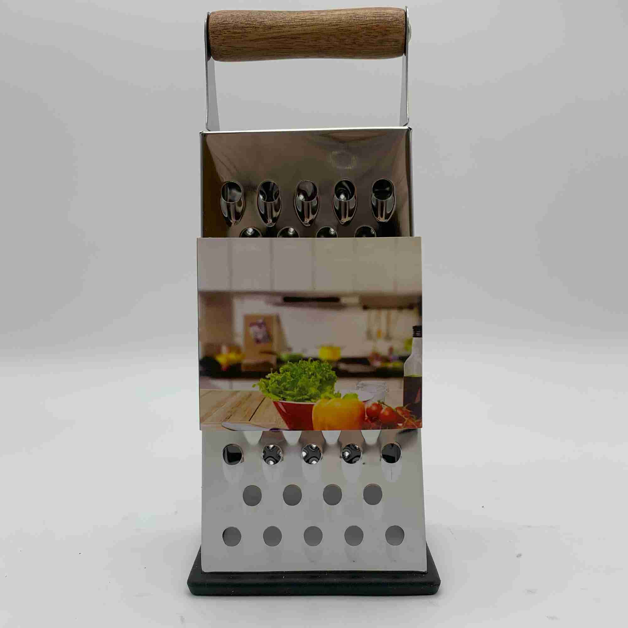 Терка 4 грани с деревянной ручкой 19х7х10см РД73612 нерж.сталь