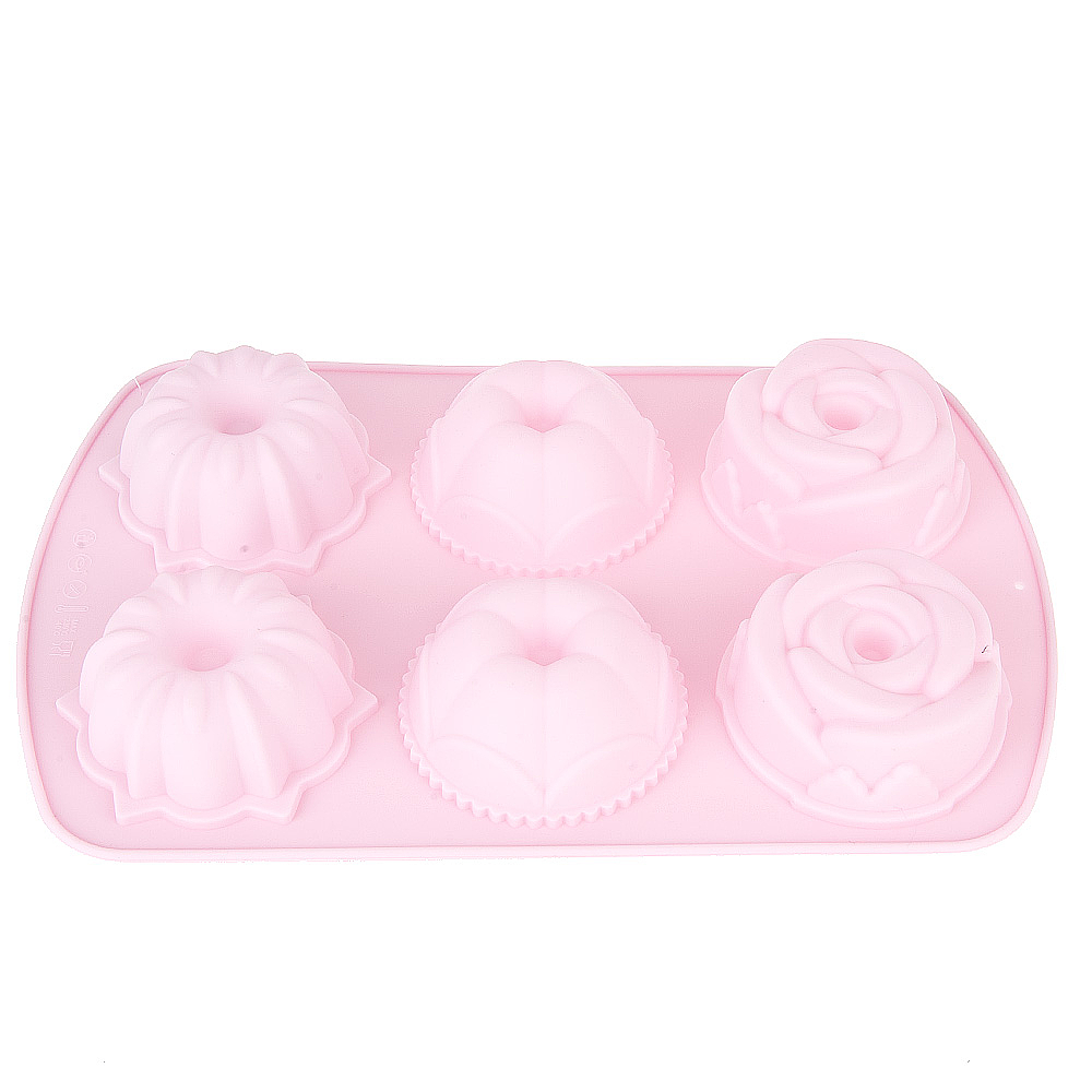 Форма силиконовая  6 ячеек "Цветочный микс" 7х7х3,5см/ 27х17х3,5см