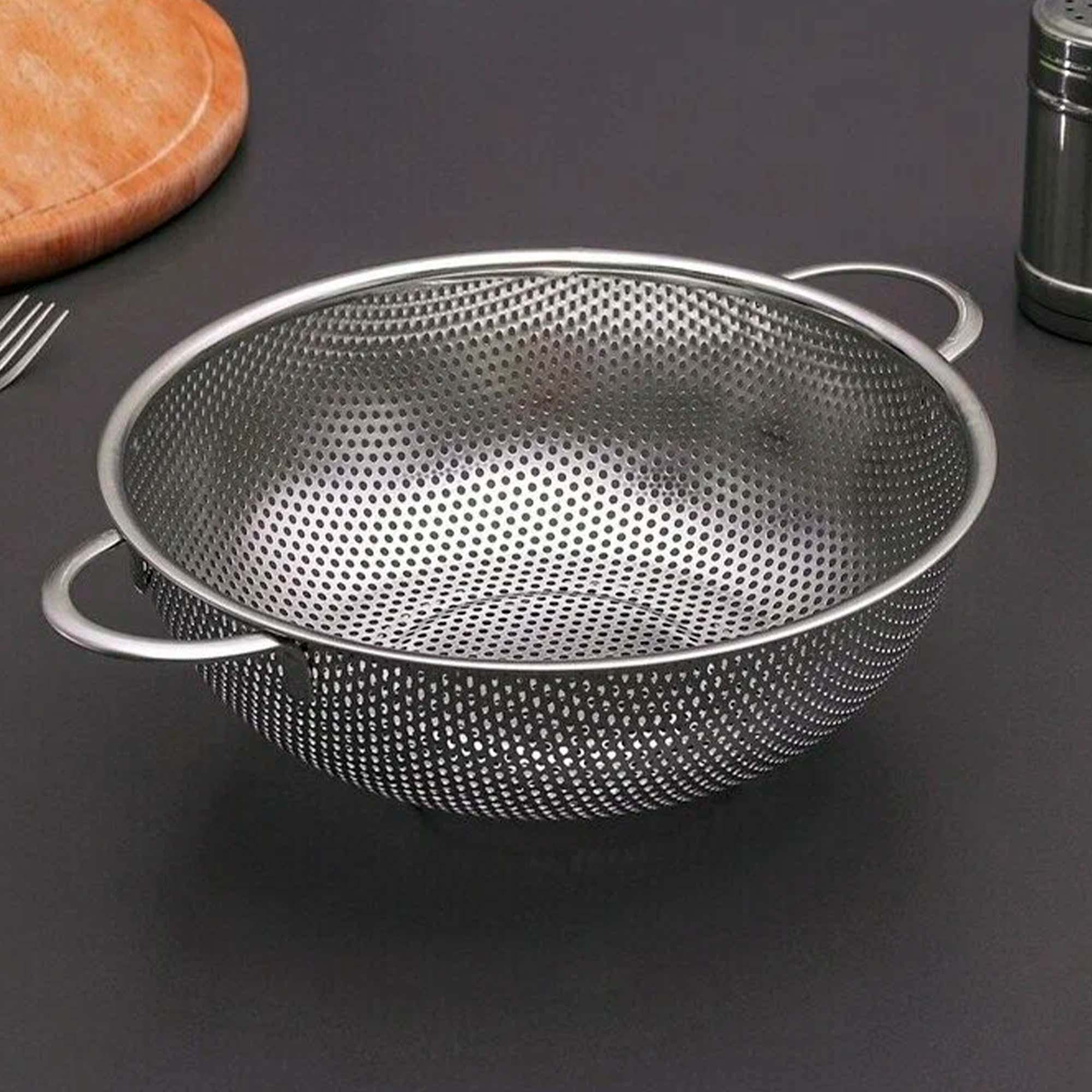 Дуршлаг нержавеющая сталь с 2 ручками на ножках 19,5см РД11921