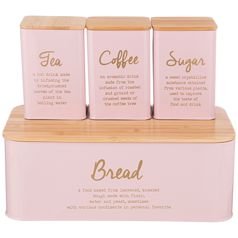 Набор Agness хлебница 340х180х125мм, банка для сыпучих 3шт 100х100х140мм металл