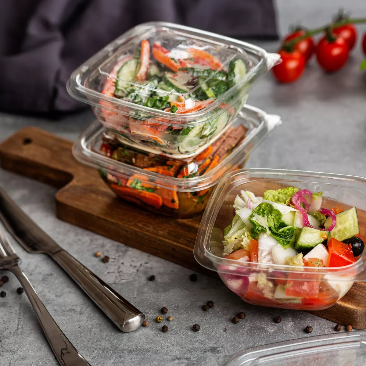 Контейнер ЮПК-1212 126х126х51 375мл прозрачный PET с крышкой