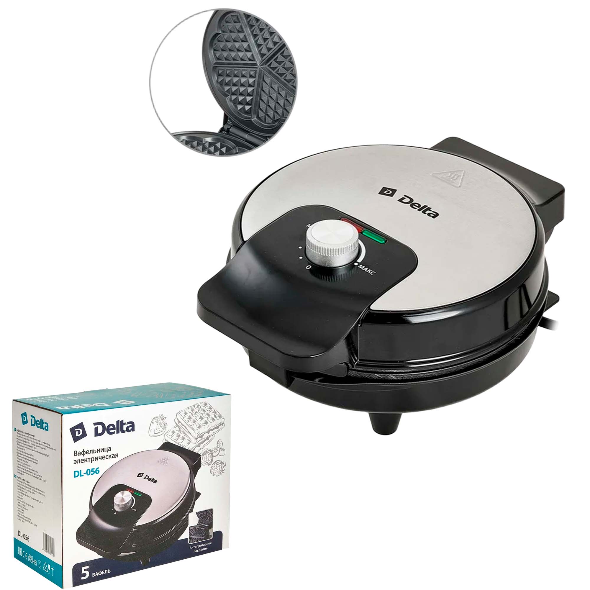 Вафельница 1000Вт "ВЕНСКАЯ" DELTA DL-056