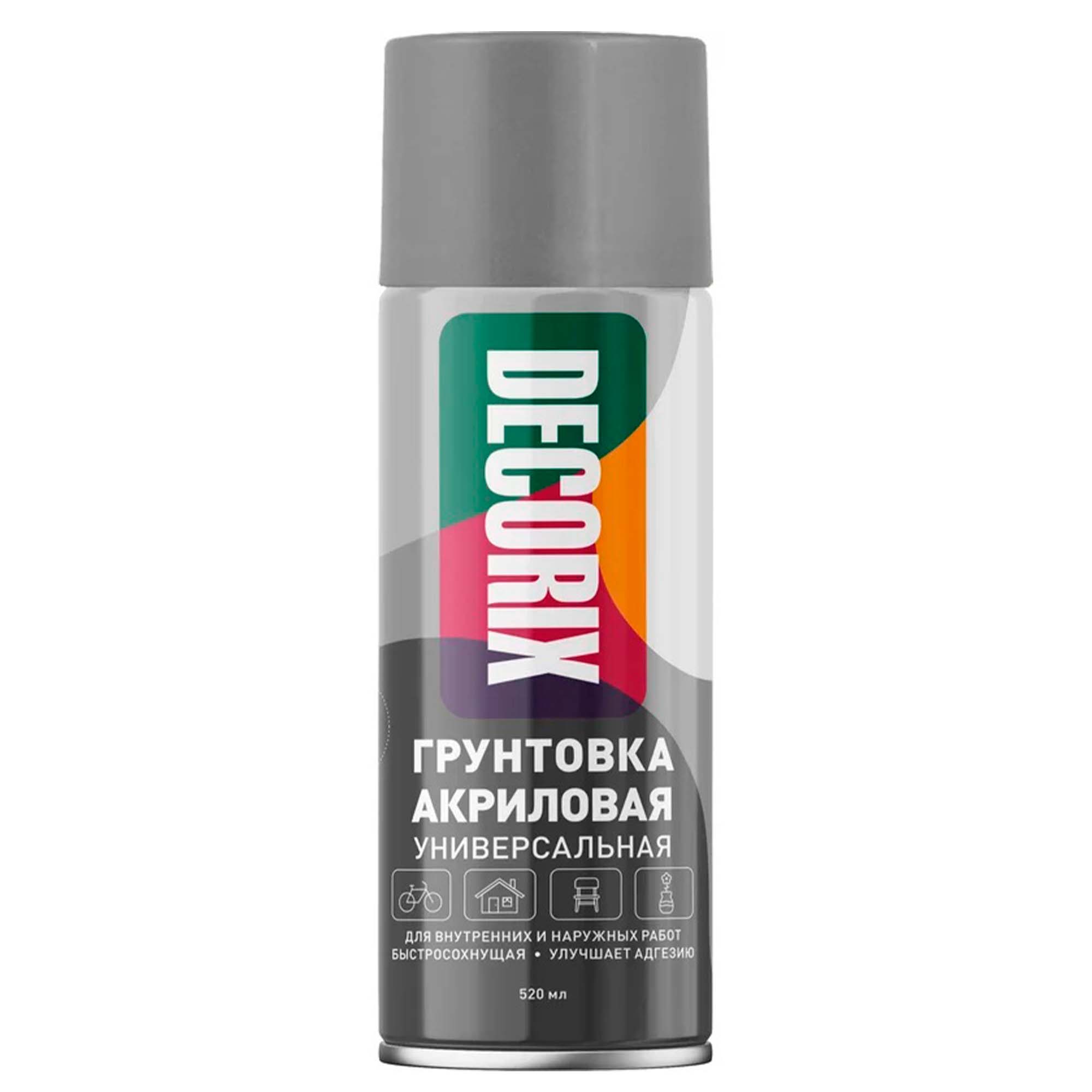 Грунтовка акриловая 0,52л аэрозольная DECORIX серая 0108-10 DX 